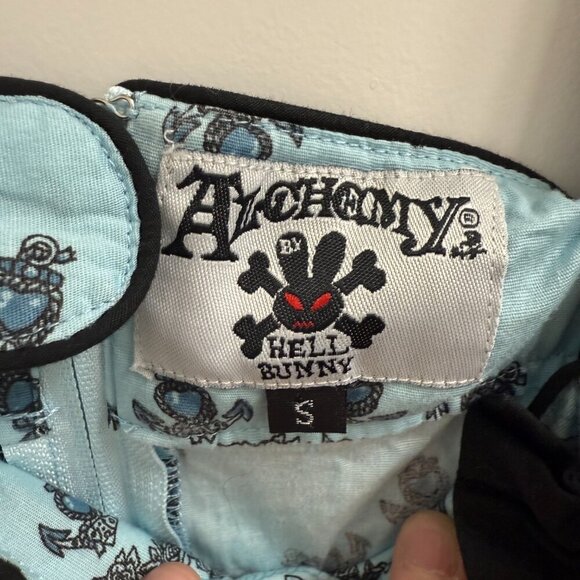 Alchemy by Hell Bunny Blue Sailor Girl Mini Dress Size Small Pinup retro - Picture 2 of 5